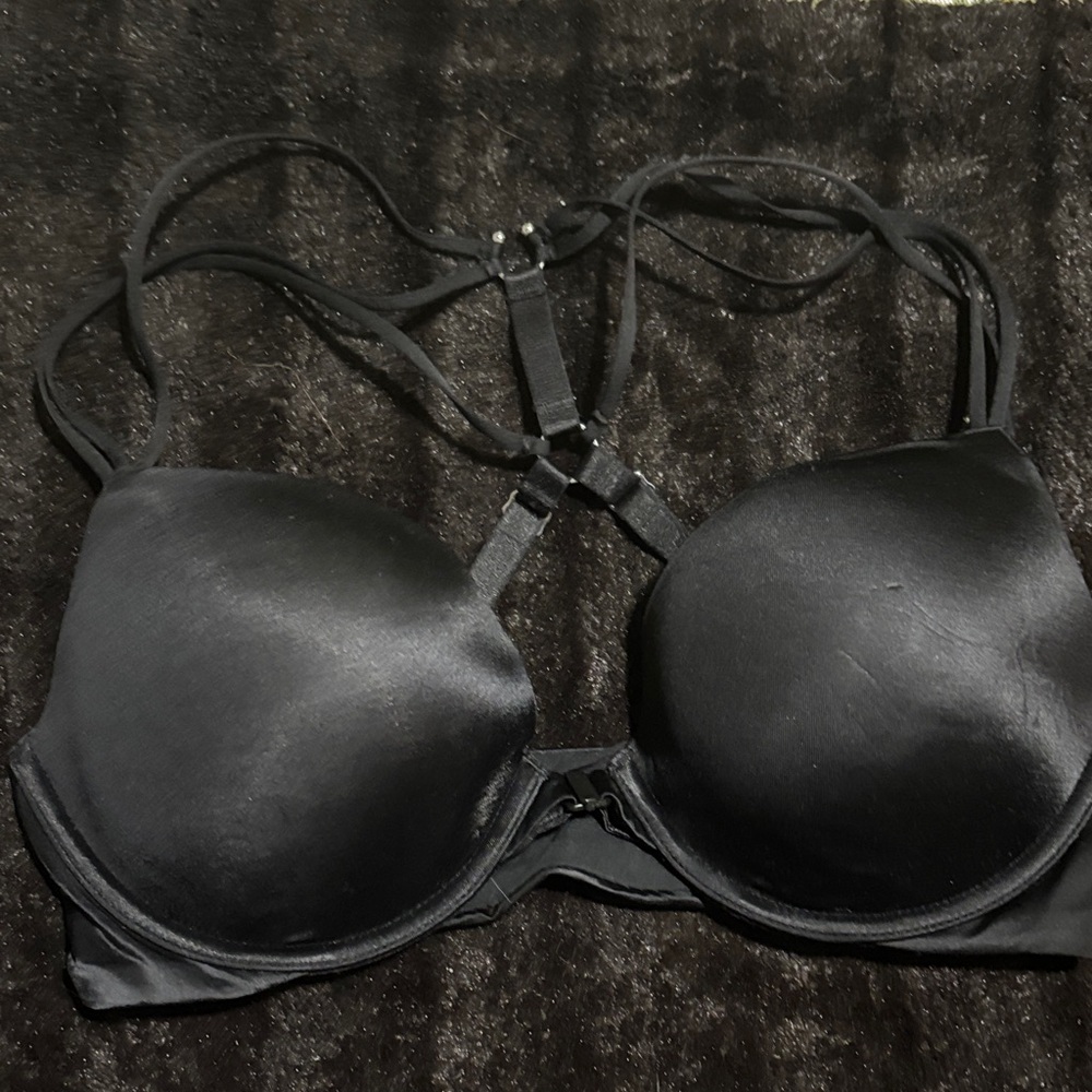 Victoria's Secret Black Satin Strappy Bra